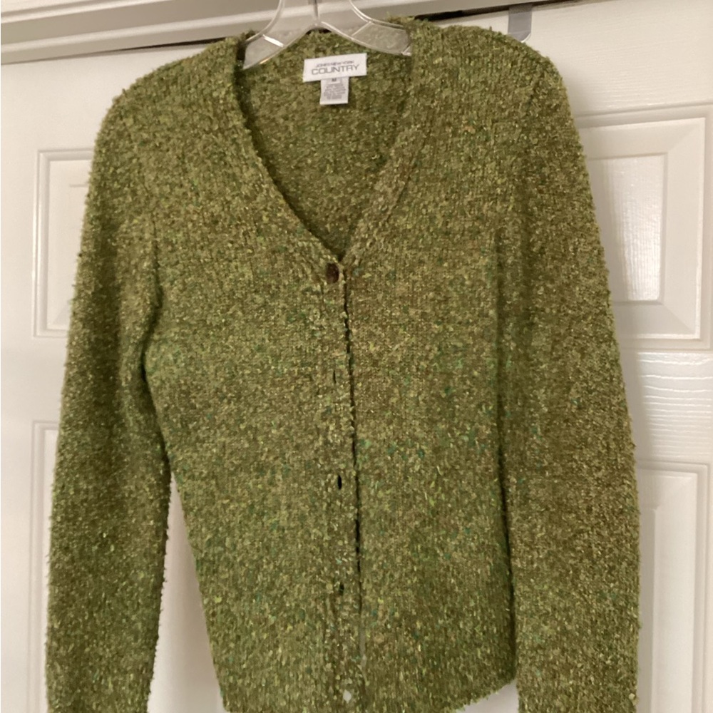 Jones New York Olive Green Cardigan Sweater